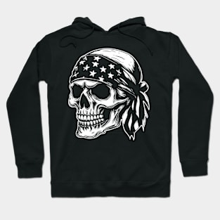 American Skull Horror Stars and Stripes Bandana Flag Hoodie